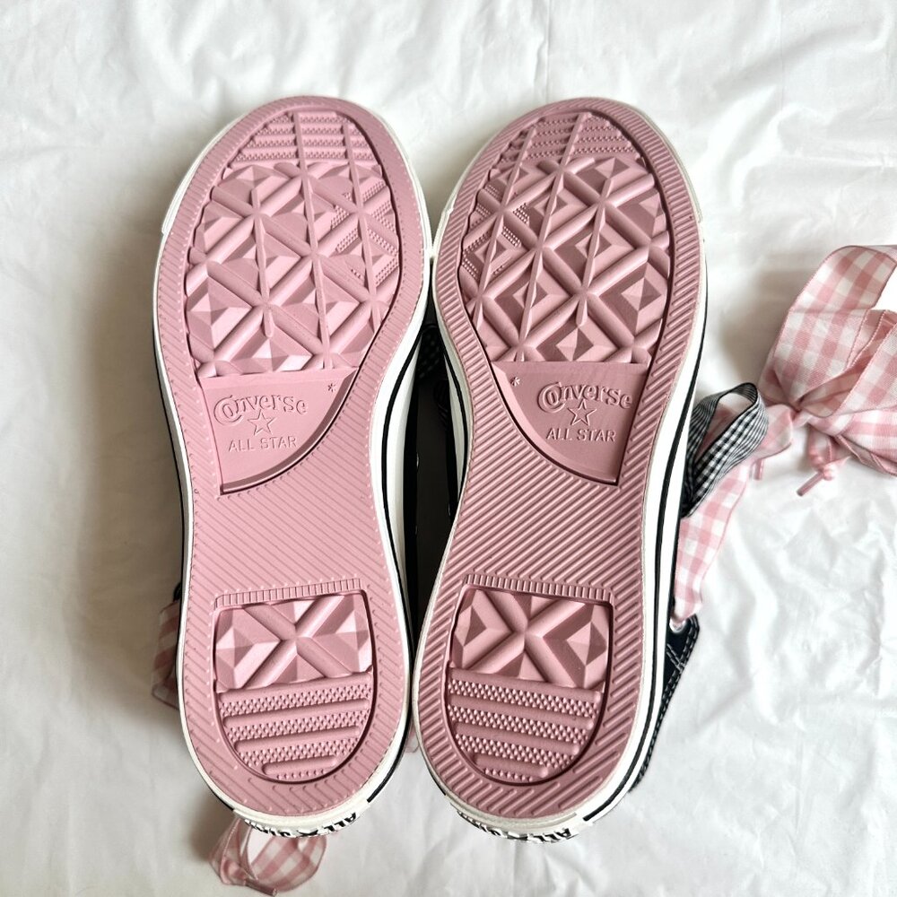 NEW Converse Women Shoes 8.5 Casual Black with Barbie PINK High Top Sneakers - Picture 8 of 9